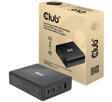 Club3D síťová nabíječka, GAN technologie, 4xUSB-A a USB-C, PD 3.0 Support, 132W , černá_1395143765