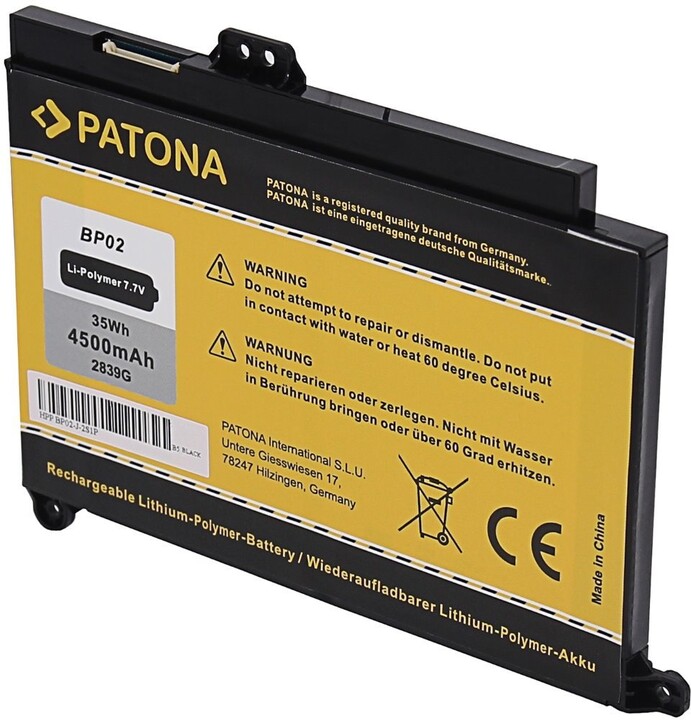Patona baterie pro ntb HP Pavilion PC 15 AU (BP02XL, HSTNN-LB7H), 4500mAh, 7.7V, Li-Pol_2133488842