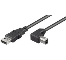 PremiumCord USB 2.0, A-B, s konektorem 90°, 2m