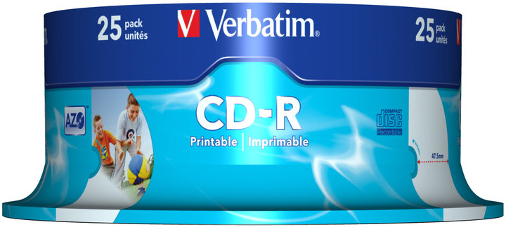 Verbatim CDR 52x 700MB Printable, Spindle, 25ks_2044379941