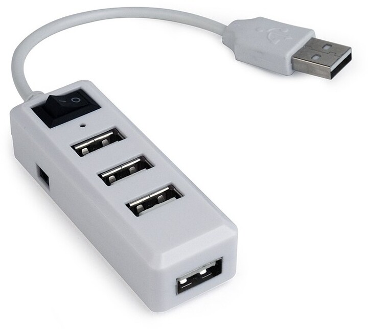 Gembird USB HUB 4-portový V2.0, vypínač, bílá_1875152524