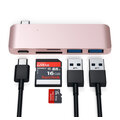 Satechi TYPE-C Passthrough USB Hub (3x USB 3.0,MicroSD), růžová/zlatá_1003738731
