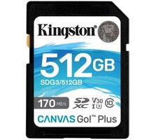 Kingston SDXC Canvas Go! Plus 512GB 170MB/s UHS-I U3 O2 TV HBO a Sport Pack na dva měsíce