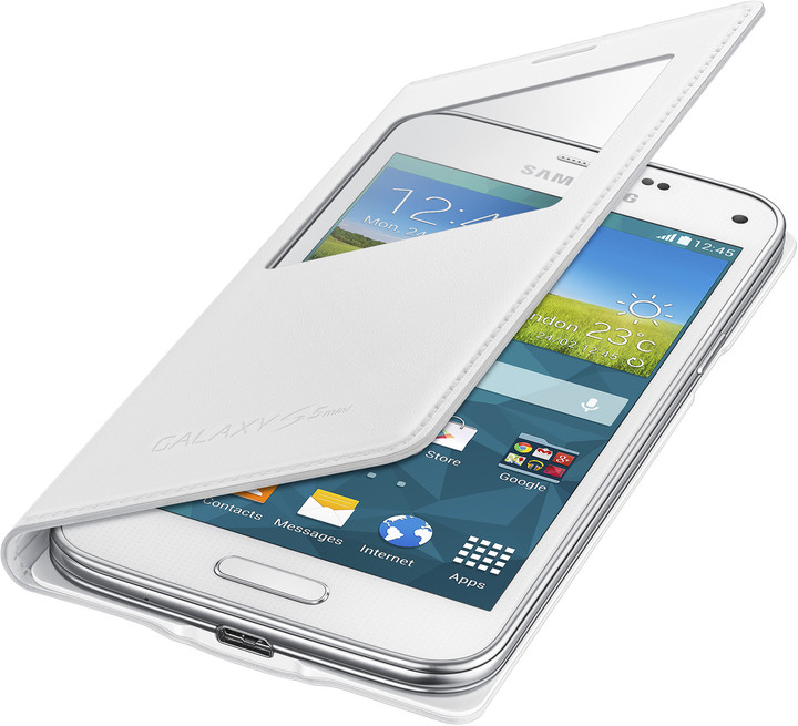 Samsung flipové pouzdro s oknem EF-CG800B pro Galaxy S5 mini, bílá_125457123