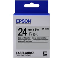 Epson LabelWorks LK-6SBE, páska pro tiskárny etiket, 24mm, 9m, černo-stříbrná C53S656009