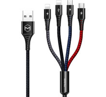 Mcdodo Armor 4v1 nabíjecí kabel 2x Lightning, microUSB, USB-C, 1,2m, černá_404819887