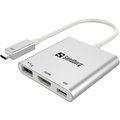 Sandberg Mini USB-C HUB, HDMI+USB, stříbrná_430660993