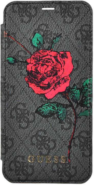Guess 4G Flower Desire Book Pouzdro pro iPhone X, Grey_1919451320