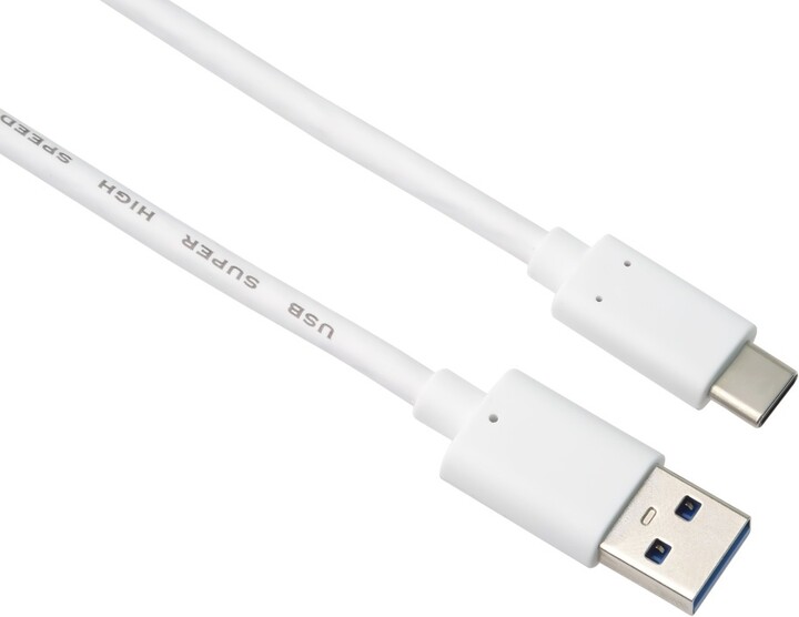 PremiumCord kabel USB-A - USB-C 3.2 gen 2, 3A, 0.5m, bílá
