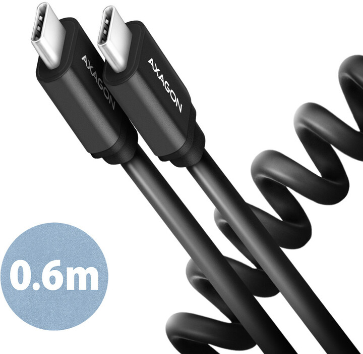 AXAGON kabel USB-C - USB-C TWISTER USB2.0, 3A, kroucený, 0.6m, černá_961804561