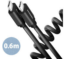 AXAGON kabel USB-C - USB-C TWISTER USB2.0, 3A, kroucený, 0.6m, černá