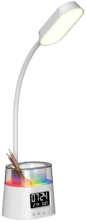 IMMAX LED stolní lampička FRESHMAN s RGB podsvícením, 10W, 350lm, 5V/2A, držák na tužky, bílá_1203878921