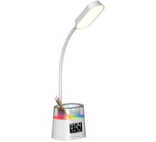 IMMAX LED stolní lampička FRESHMAN s RGB podsvícením, 10W, 350lm, 5V/2A, držák na tužky, bílá 08980L