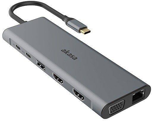 Akasa dokovací stanice USB-C 14v1, USB-C (power+data), šedá_1489714897