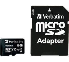 Verbatim MicroSDHC 16GB (Class 10) + SD adaptér 44082