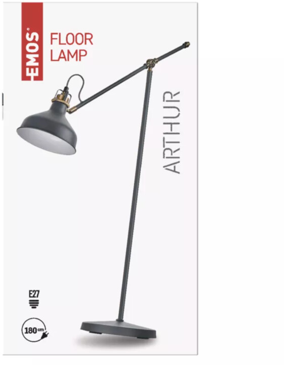 Emos stolní lampa Arthur na žárovku E27, 150cm, tmavě šedá_1320806427
