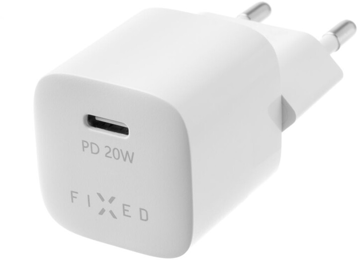 FIXED síťová nabíječka Mini s USB-C, PD, 20W, bílá + USB-C - USB-C kabel, 1m_142576466