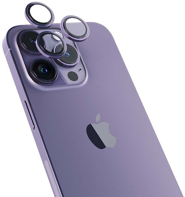 EPICO hliníkové tvrzené sklo na čočky fotoaparátu pro iPhone 14 Pro/14 Pro Max, temně fialová_1593570582