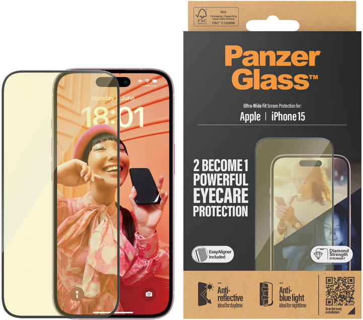 PanzerGlass ochranné sklo EyeCare pro Apple iPhone 15_244296567