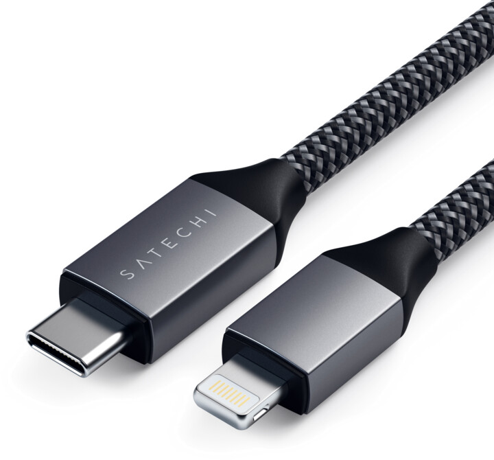 Satechi nabíjecí kabel USB-C - Lightning, 1.8m, šedá_616562365