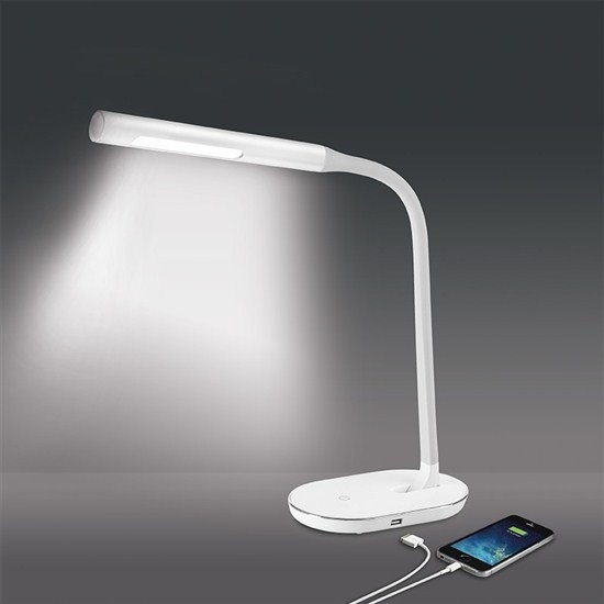 Solight LED stolní lampička stmívatelná, 8W, 4500K, USB, bílá_289982896