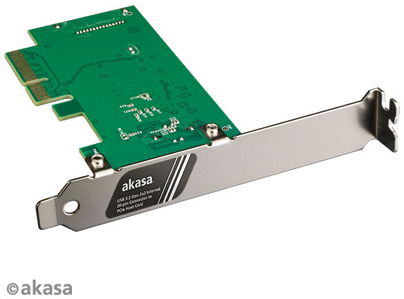 Akasa USB 3.2 HOST card, 20Gbps USB 3.2 Gen 2x2 Internal 20-pin Connector to PCIe Host Card