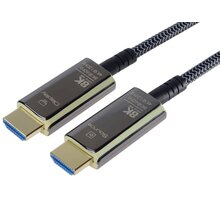 PremiumCord optický fiber kabel, Ultra High Speed HDMI 2.1, 8K@60Hz, zlacené, opletený, 15m kphdm21t15