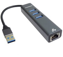 PremiumCord adaptér USB3.0 -> LAN RJ45 ETHERNET 10/100/1000 MBIT + 3x USB3.0 port kuethernet7
