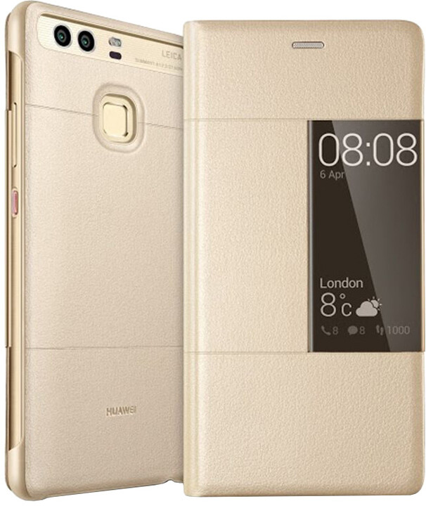 Huawei Original S-View pouzdro pro P9, zlatá_1884715528