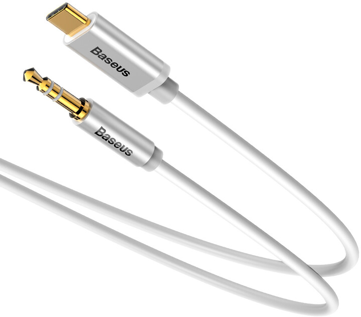 BASEUS kabel audio Yiven Series, USB-C - Jack 3.5mm, M/M, 1.2m, stříbrná_1298017492