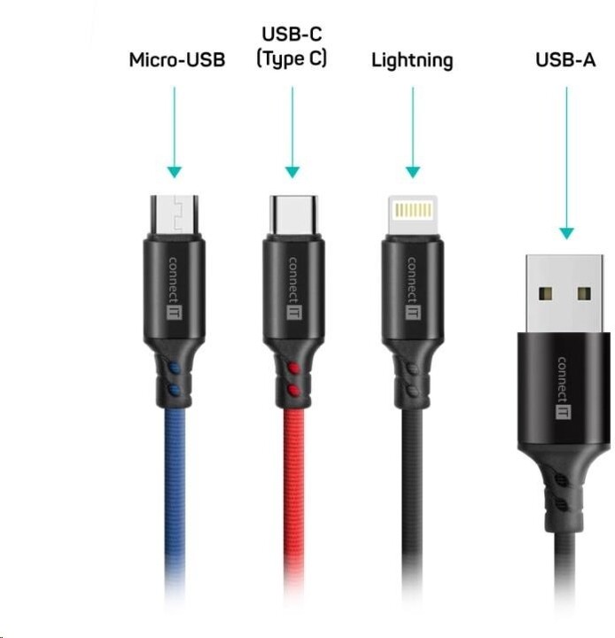 CONNECT IT Wirez 3in1 USB-C &amp; Micro USB &amp; Lightning, 1,2 m_2146135879