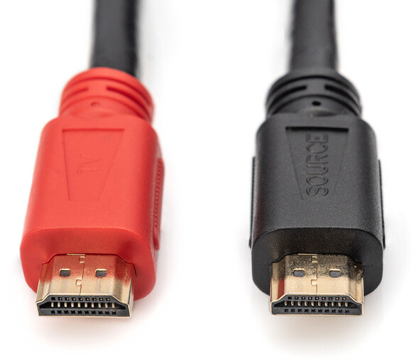 Digitus kabel HDMI - HDMI, M/M, pozlacené konektory, s aktivním zesílením, Ethernet, 10m, černá_1528913117