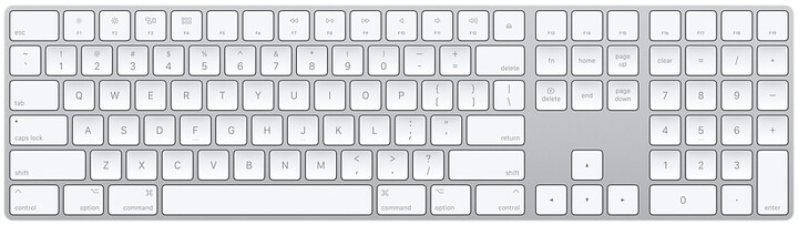 Apple Magic Keyboard s numerickou klávesnicí, bluetooth, stříbrná, UK
