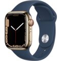 Apple Watch Series 7 Cellular, 41mm, Gold, Stainless Steel, Abyss Blue Sport Band_248029155