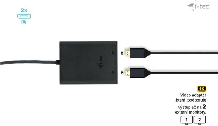 i-tec USB-C Dual 4K/60Hz (single 8K/30Hz) DP Video Adapter_825490302