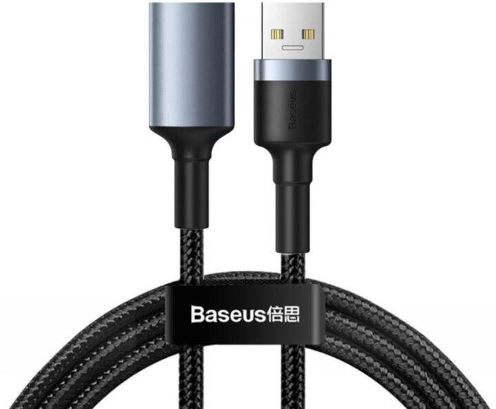 BASEUS kabel Cafule Series USB 3.0, M/F, nabíjecí, 2A, 1m, šedá
