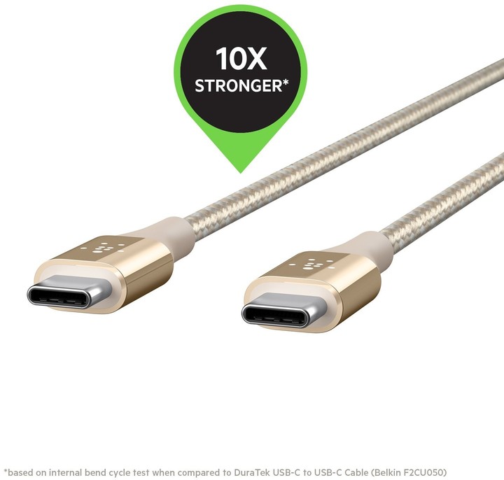 Belkin kabel Premium Kevlar USB-C to USB-C,1,2m, zlatý_43926854