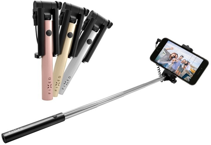 FIXED Snap Mini kompaktní selfie stick, spoušť přes 3,5 mm jack, černý_1103479573