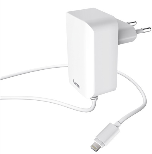 Hama síťová nabíječka s kabelem, Apple Lightning, MFI, 2,4 A, bílá_724018074