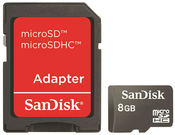 SanDisk Micro SDHC 8GB Class 4 + SD adaptér_1949338996