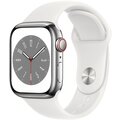Apple Watch Series 8, Cellular, 41mm, Silver Stainless Steel, White Sport Band_851552799