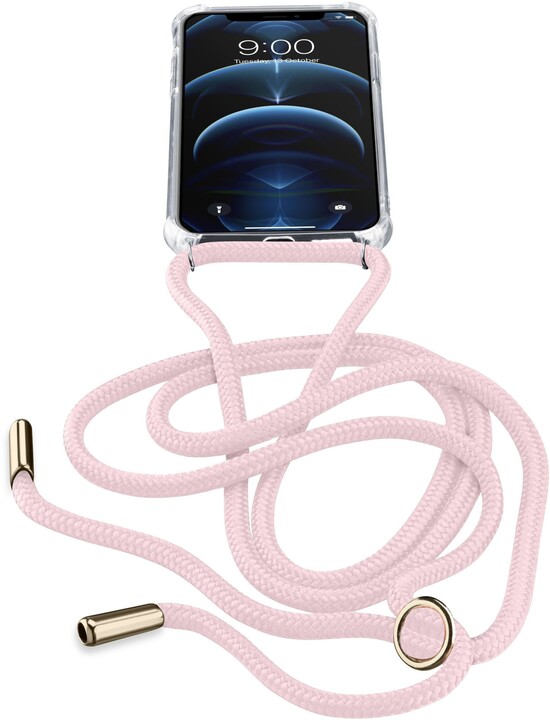Cellularline zadní kryt s růžovou šňůrkou na krk pro Apple iPhone 12/12 Pro, transparentní_490481825