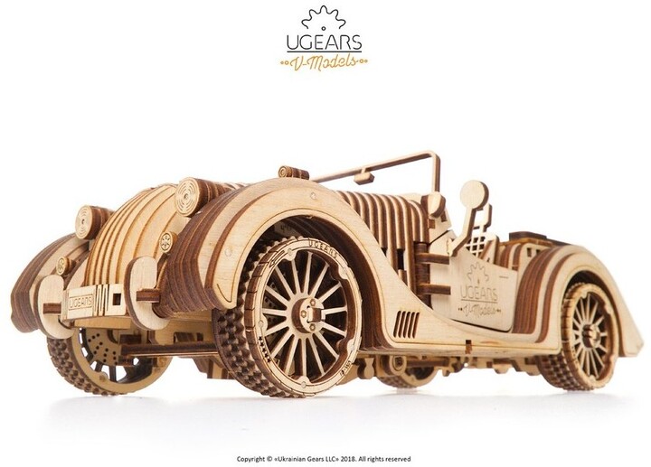 UGEARS stavebnice - Roadster, mechanická, dřevěná_1915083749