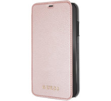 GUESS PU Leather Book Case Iridescent pro iPhone Xr, růžovo zlaté_558208043
