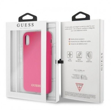 GUESS Silicone Cover Gold Logo pro iPhone X, růžová_1716442236
