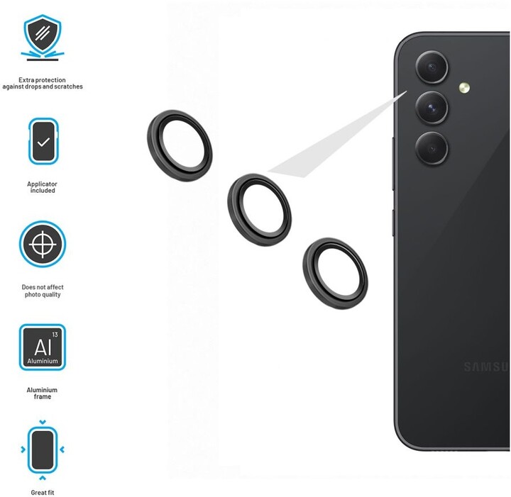 FIXED ochranná skla čoček fotoaparátů pro Samsung Galaxy A54, černá_735282298