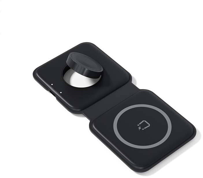 Spello by Epico skládací bezdrátová nabíječka 2v1 pro iPhone a Apple Watch, černá_941202035