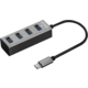 YENKEE USB hub YHB C430, 4x USB-A 3.0, černá