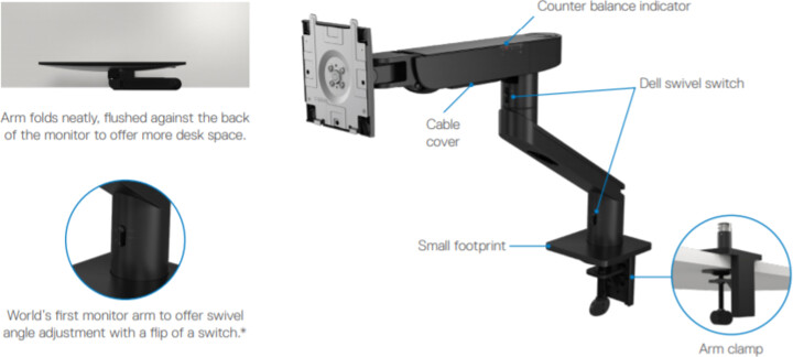 Dell držák pro monitor Single Monitor Arm MSA20, černá_1522759094