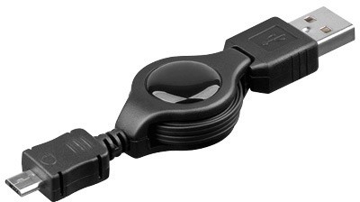 PremiumCord kabel USB-A - microUSB, M/M, navíjecí, 0.8m, černá_251800176